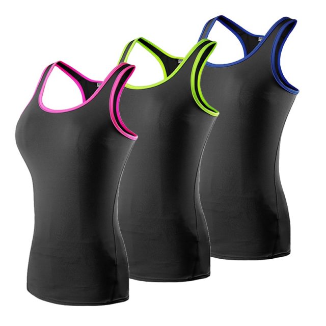 2019 Hot Yoga Shirt Sport Running Vest Women Compression Base Layer Dry Fit Vest Top With Fluorescence stripe GYM Clothing S-XXL