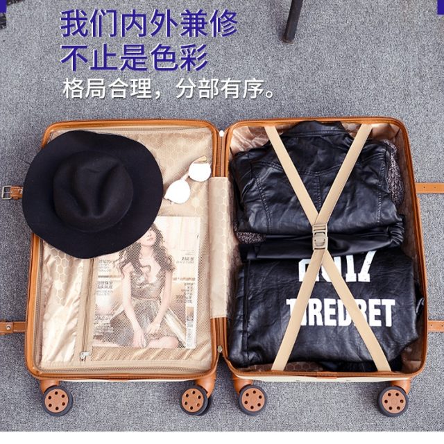 Two piece Set of Trolley case,Password lock box,Retro suitcase,Universal wheel 24″student cute luggage,Fashion valise