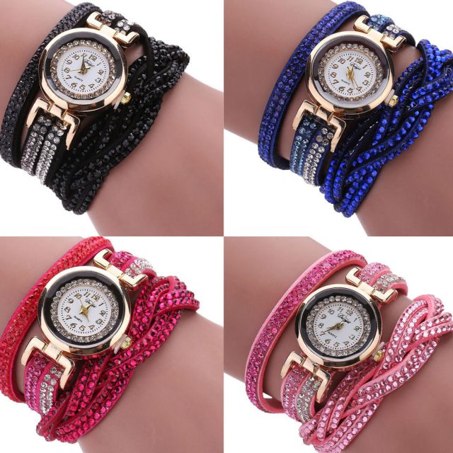 Women’s Watches reloj mujer Luxury Crystal Women Gold Bracelet Quartz Wristwatch Rhinestone Watches Freeshipping & Wholesale  #D