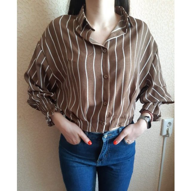 2017 Autumn Spring Vintage Shirts Women Striped Slim Stand collar Women Casual Shirts Ladies Classic Style Shirts Female Loose