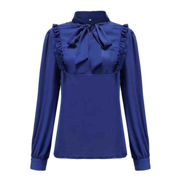 Lossky Two Piece Outfits Women Skirts And Chiffon Blouse Sets Autumn Winter Long Sleeve Office Ladies Fall Clothes With Bow 2019