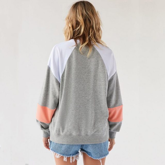 Lossky Sweatshirt Women Long Sleeve Tunic Fashion Patchwork Tops Cross Lace Up Drawstring Autumn Winter Ladies Pullover Clothing