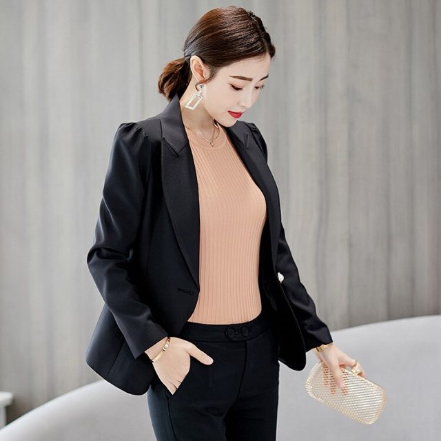 2019 Autumn women blazers female 2019 Ladies Solid Turn Down Collar Long Sleeve Coat Parka Outerwear veste femme longue CD