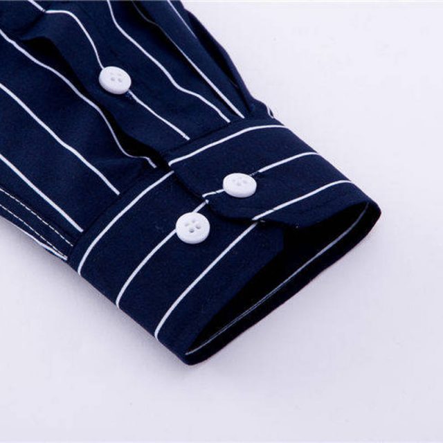 High Quality Mens Business Casual Long Sleeved Men Button Shirt Classic Striped Slim Fit Male Social Men’s Dress Shirts Outwear