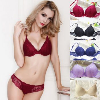 HIRIGIN Newest Women’s Push Up Embroidery Sexy Lace Floral Bra Sets Panties Underwear 5 Colors