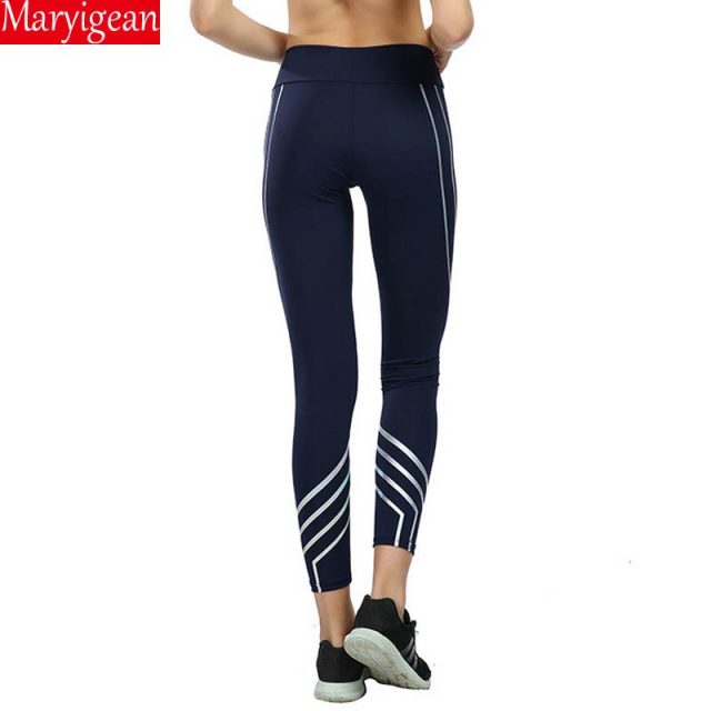 Maryigean Srtriped Printed Leggings Slim Fitness Women Sexy Black Mesh Yoga Pants Gym Running High Waist Leggings Workout 2019