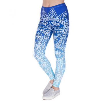 2019 new women's fashion winter leggings nine pants blue white stripes low waist stretch fitness casual  printed trousers