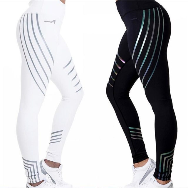Women’s Black&White Sports Leggings  Running Gym Fitness Pants Outdoor Athletic Pants IK88