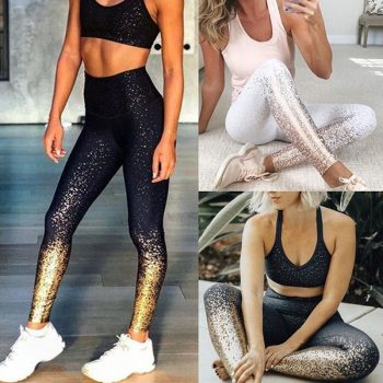Women Leggings Printed Slim Fit Breathable Quick Dry Cropped Pants for Fitness IK88