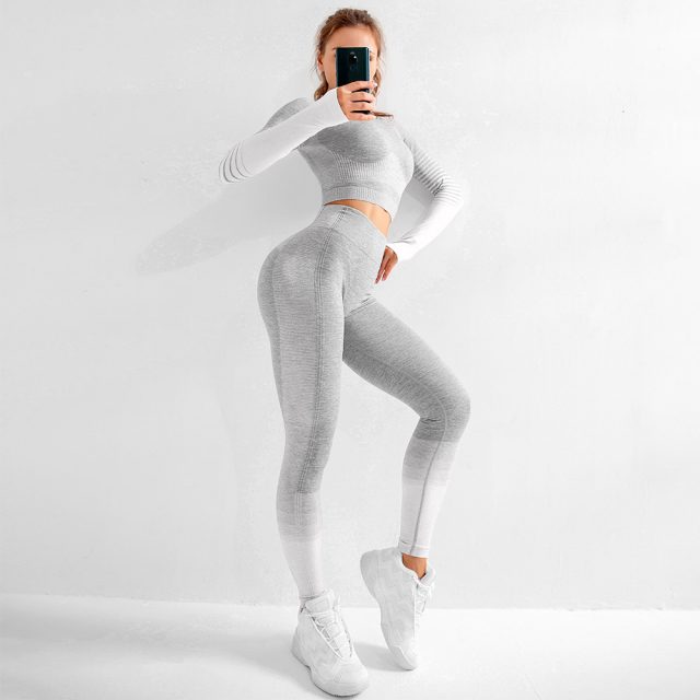 Seamless Gym Set Fitness Women Yoga Set Gym Clothing Breathable Sport Suit Women 2 Piece Set Workout Clothes For Women Tracksuit