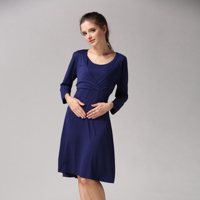 New Spring 3/4 Sleeve Pregnancy Maternity Clothes Nursing Breastfeeding Dresses Women Maternal Dress Lactancia Wear Soft Stretch
