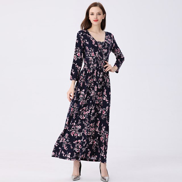 Emotion Moms NEW Floral Cotton Blend Maternity Clothes Lactation Dress Long Breastfeeding Dresses For Pregnant Women