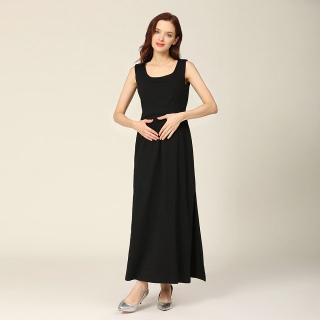 2020 New Summer Maternity Long Dress Women Pregnant Dress Sleeveless Stretch Cotton Stripe Breastfeeding Lactancia Clothes