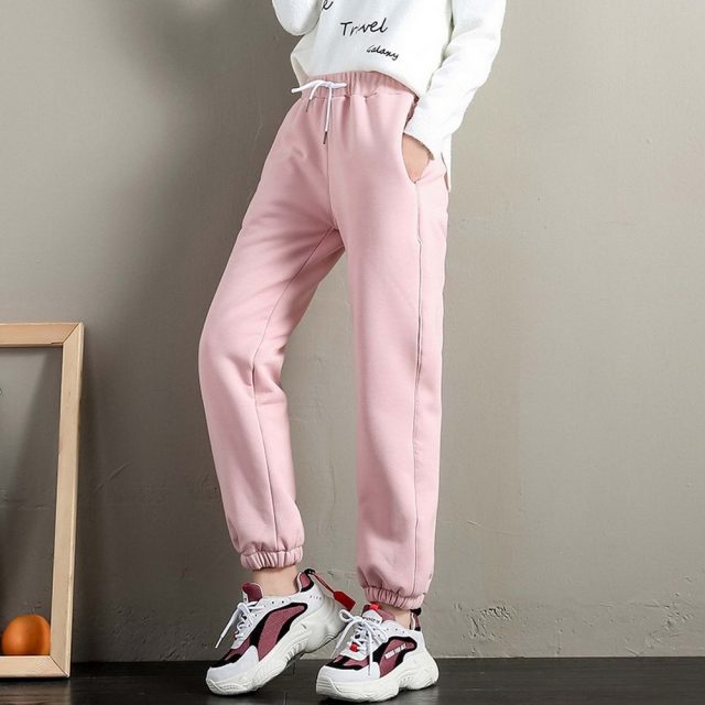 BEFORW 2019 Winter Women Cotton Thickening Lmitation Lamb Hair Warm Sweatpants Casual Comfy Sweatpants Leisure Trousers Pants