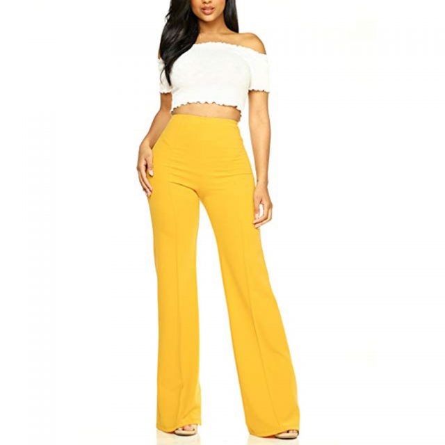 Women’s Solid Loose Wide Long Trousers flare leggings fashion 2019 autumn women sexy High Waist Flowing Palazzo Pants trousers