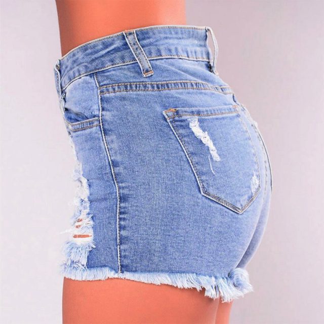 Summer refreshing fashion ladies hole jeans denim shorts women’s body washed short mini jeans denim sexy jeans shorts shein 40*