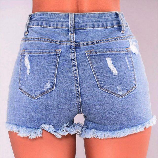 Summer refreshing fashion ladies hole jeans denim shorts women’s body washed short mini jeans denim sexy jeans shorts shein 40*