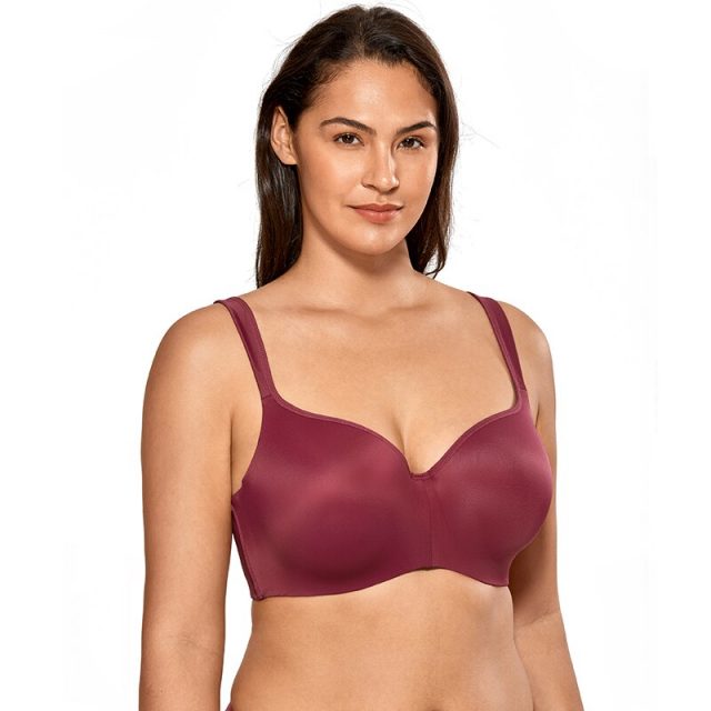 Women’s Full Figure Side Support Contour Smooth Underwire Balconette T-Shirt Bra Plus Size