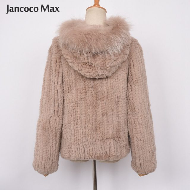 New Arrival Women Fashion Style Real Rabbit Fur Coat High Quality Hooded Fur Jacket Winter Soft Warm S7434