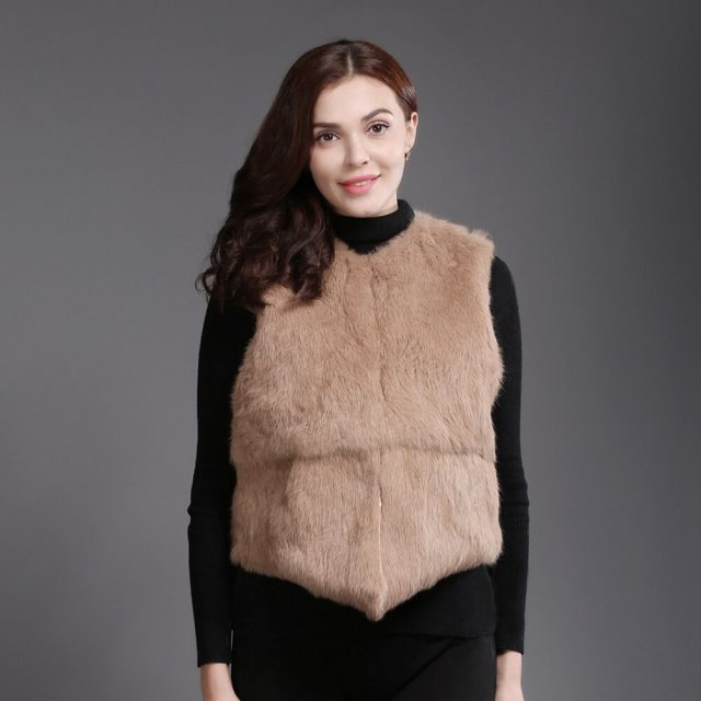 2019 Brand Real Rabbit Fur Short Style Vest Winter Lady Real Natural Rabbit Fur Gilet New Casual Women Real Rabbit Fur Waistcoat