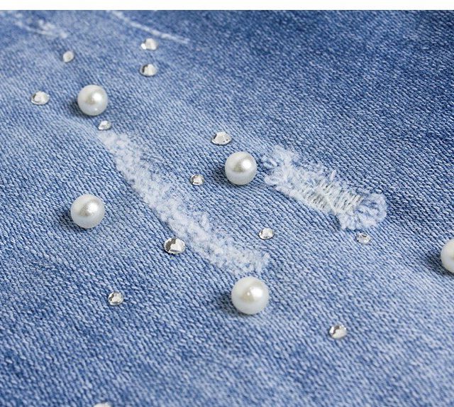 catonATOZ 2184 New Ladies Cotton Pearl Studded Plus Size Mom Jeans Denim Pants Womens Skinny Stretch Ripped Jeans For Women