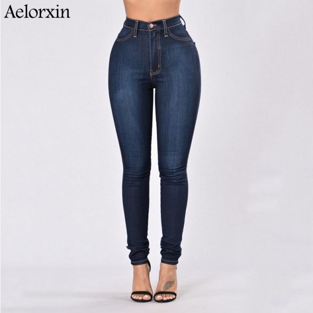2019 Slim Jeans for Women Skinny High Waist Jeans Woman Blue Denim Pencil Pants Stretch Waist Women Jeans Pants Calca Feminina