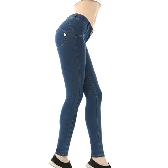 Women Skinny Lift Butt Leggings Bodycon Low Waist Denim Push Up Jeans NGD88