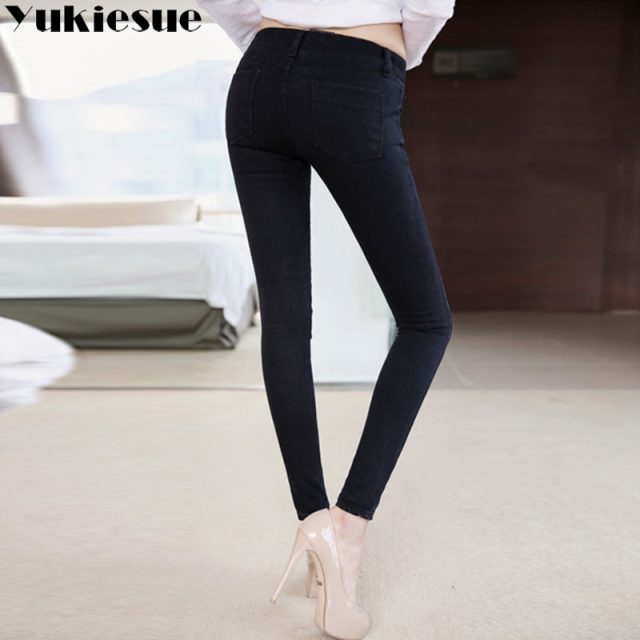 High waist jeans for women trousers 2018 winter warm fleece skinny denim jeans femme female Women’s pencil pants Plus size