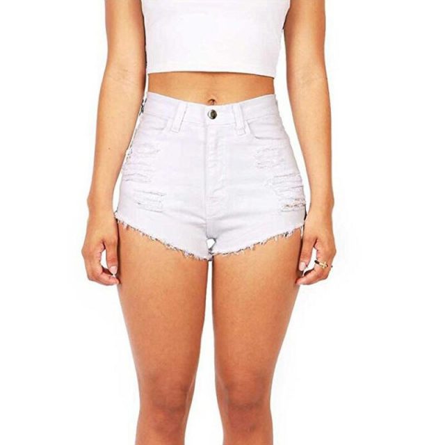 Mid Waist Denim Shorts Size XL Female Short Jeans for Women 2017 Summer Ladies Hot Shorts solid crimping denim shorts