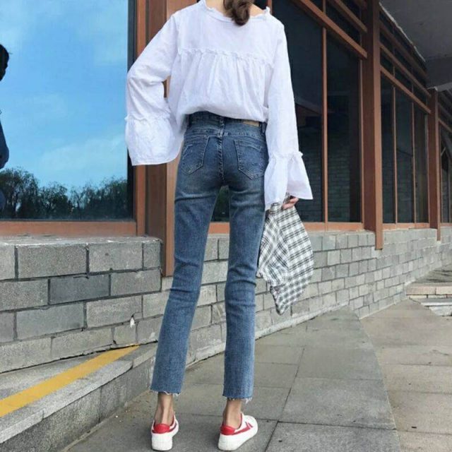 New Micro-flare High Quality Pencil Pants Korean Version of the Straight Pants Womens Simple Daily Skinny Soft Students Trousers