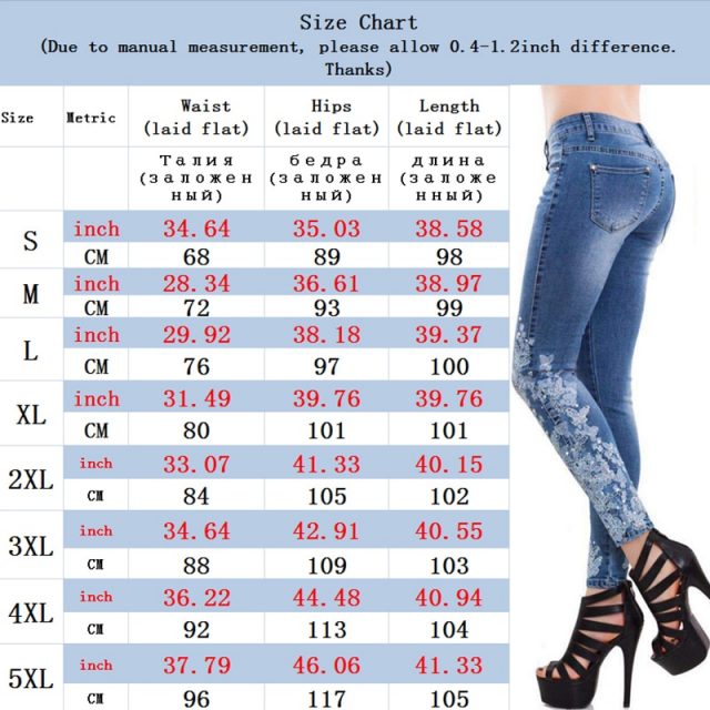 Plus Size 4xl 5XL  Pearl Jeans Women’s Pants Fashion Casual Female Jeans Denim Skinny Stretch Jeans Trousers Ladies Streetwear