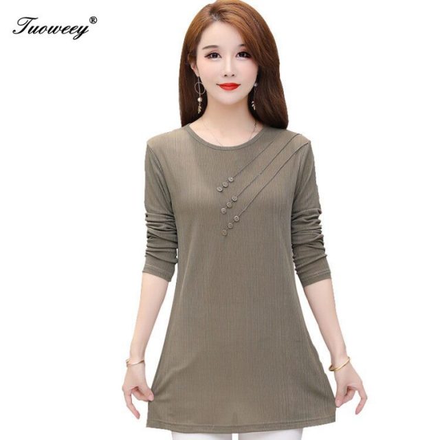 2020 Spring Autumn O-neck Blouse Shirts Women Elegant solid loose button Office Ladies long Sleeve Solid Blusas Tops S-5XL