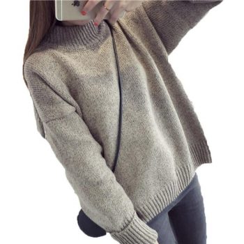 Autumn And Winter Korean version Solid color thick line Half high collar Pullover Female Loose Thicken Women's sweater PZ01