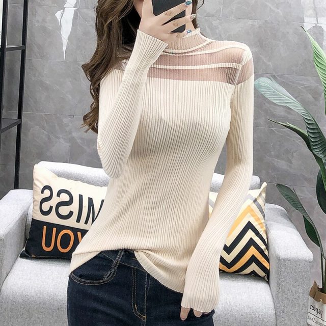 2019 New Autumn Women’s Pullovers Sweater Knitted Elasticity Casual Jumper Fashion Slim Turtleneck Warm Female Sweaters BZY013