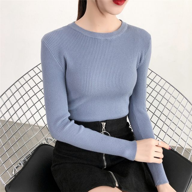 Elegant Knitted Women’s Thin Sweater Sexy O Neck Soft Warm Long Sleeve Sweater Women Autumn 2019 Womens Jumper Pull Femme BMX013