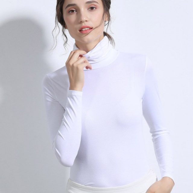 2019 The New Autumn And Winter High collar long sleeve Female Seamless solid color Shirt Autumn sweater YXD133