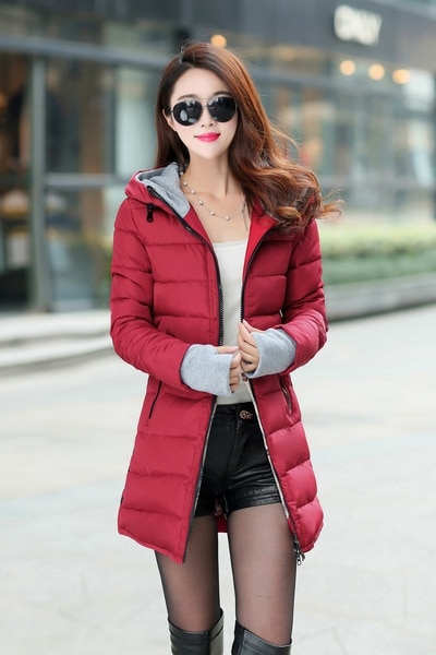 ZOGAA new women’s long section thick fashion warm slim hooded down jacket jacket thick coat cotton casual jacket 11 colors S-4XL