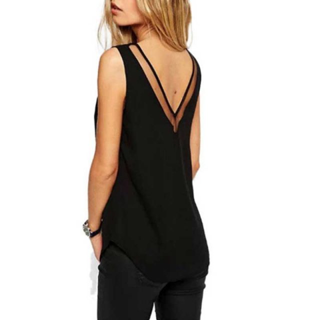 Fashion Chiffon Slim Loose V-Neck Sleeveless Vest Shirt Blouse Tops For Women Girls JS26
