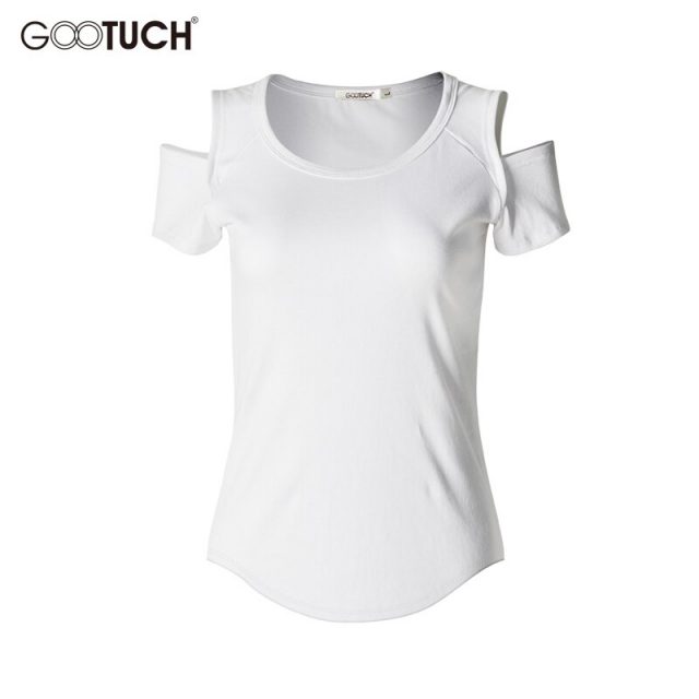Womens Sexy T Shirt Off Shoulder Summer Cut Out Cotton T-Shirt Plus Size Strapless Short Sleeve Top Tees Femme Shirt Tops 2521