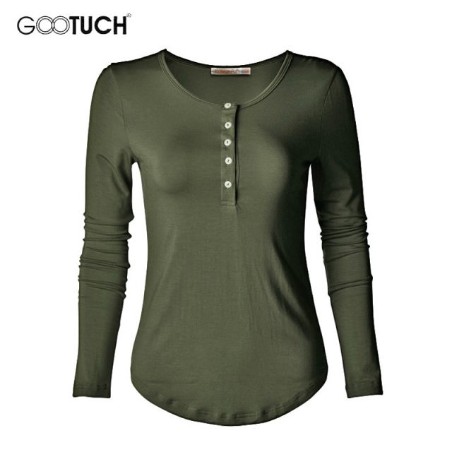 European American Style Womens Cotton T-shirt Long Sleeve T Shirt Undershirt Button Down Plus Size Tops Tees Casual Shirts 2335