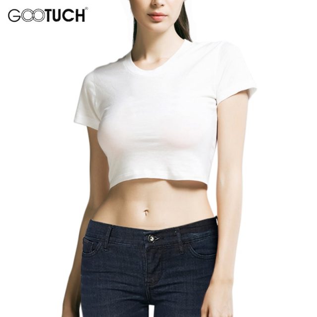 New Summer Womens Sexy Crop Tops White Short Cotton T Shirt High Waist Short Sleeves Girls’ Basic Shirt Top Tees 5XL 6XL 5268