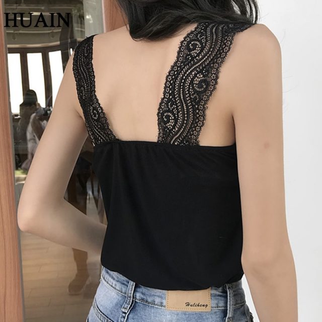Women Satin Tank Top Summer Lace Patchwork Casual Tank Top 2019 Solid Color Sleeveless Shirt Camisole Fitness Female Vest Tee