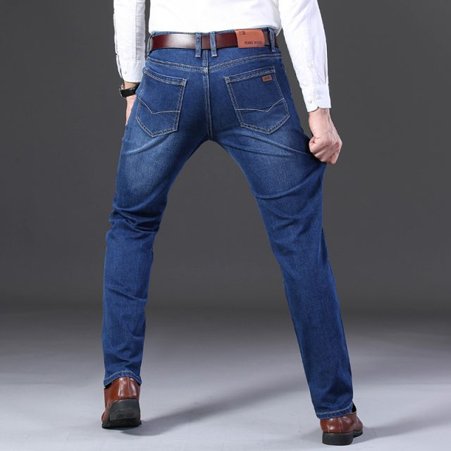 2019 Summer New Men Thin Jeans Business Casual Light Blue Elastic Force Fashion Denim Jeans Trousers Male Brand Pants