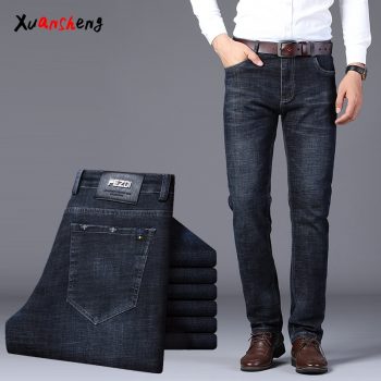 Xuan Sheng Straight Men's Jeans 2019 Blue Black Stretch Classic Fashion High Waist Loose Casual Men's Trousers Dark Thick Jeans