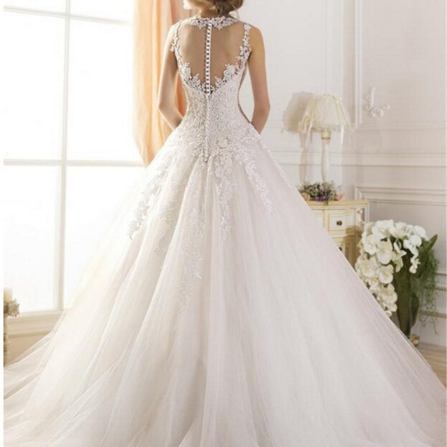 2019 lace White Ivory A-Line Wedding Dresses for bride Dress gown Vintage plus size Customer made size Backless vestido De Noiva