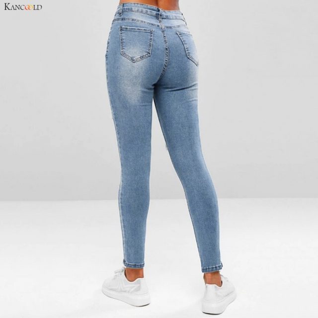 KANCOOLD pants Women Fashion Hole Pocket Wild Slim Fit Tight Pencil Pants Skinny Zipper Mid Casual sexy new jeans woman 2019Oct7