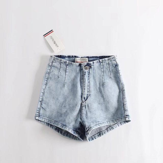 2018 Summer Essential Type Jeans Shorts Women Sim High Rise Stretch Denim Fabric Shorts