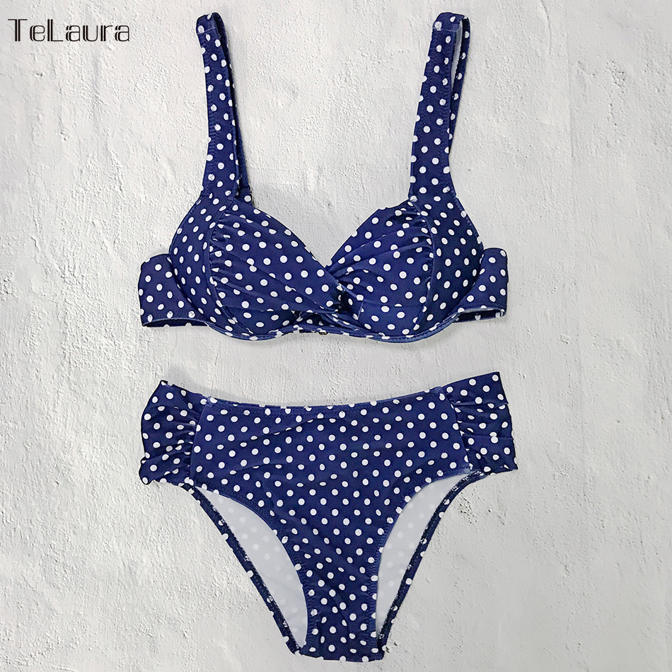 Bikini Set 2018 Push Up Swimwear Women Retro Swimsuit Solid Plus Size Swimwear Vintage Bikinis Women Biquini Bathing Suit M-XXXL