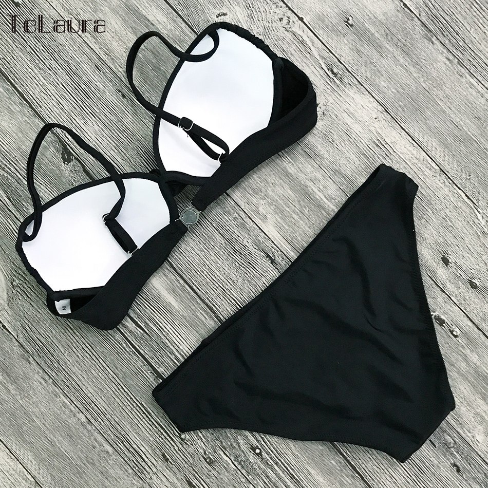 Bikini Set 2018 Push Up Swimwear Women Retro Swimsuit Solid Plus Size Swimwear Vintage Bikinis Women Biquini Bathing Suit M-XXXL