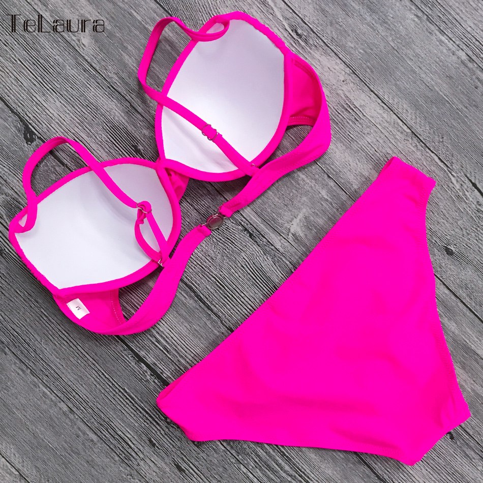 Bikini Set 2018 Push Up Swimwear Women Retro Swimsuit Solid Plus Size Swimwear Vintage Bikinis Women Biquini Bathing Suit M-XXXL